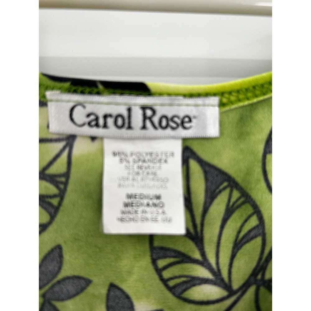Vintage Carol Rose Green Floral Puff Sleeve Peasant Top Medium Y2K Boho Fairy - Picture 8 of 8